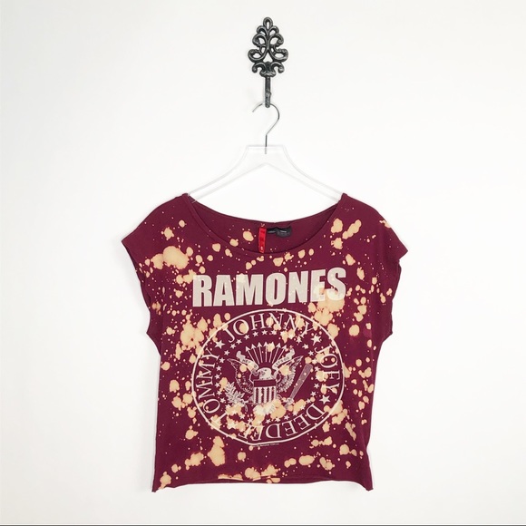 Divided Tops - RAMONES Bleach Splatter Upcycled Tee Rock